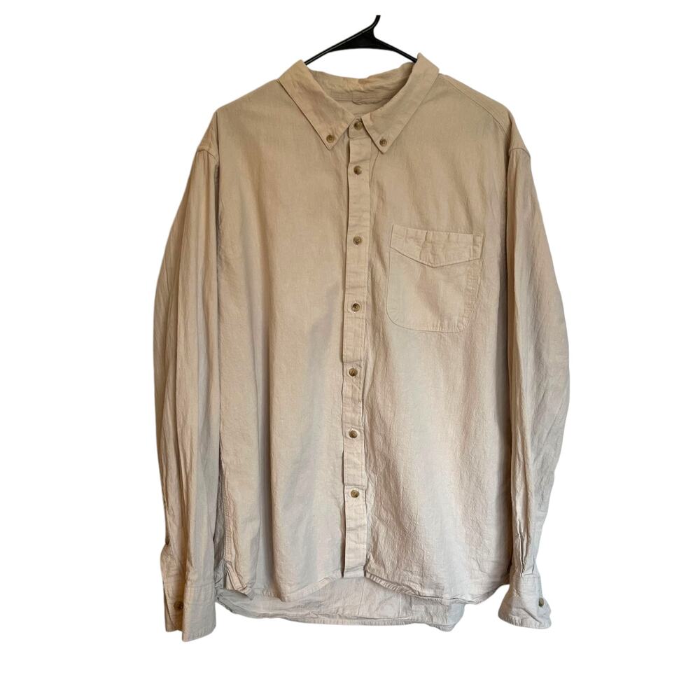 Flint and Tinder Cotton Linen Shirt Salt Cream Tan Button Down Long Sleeve XXL